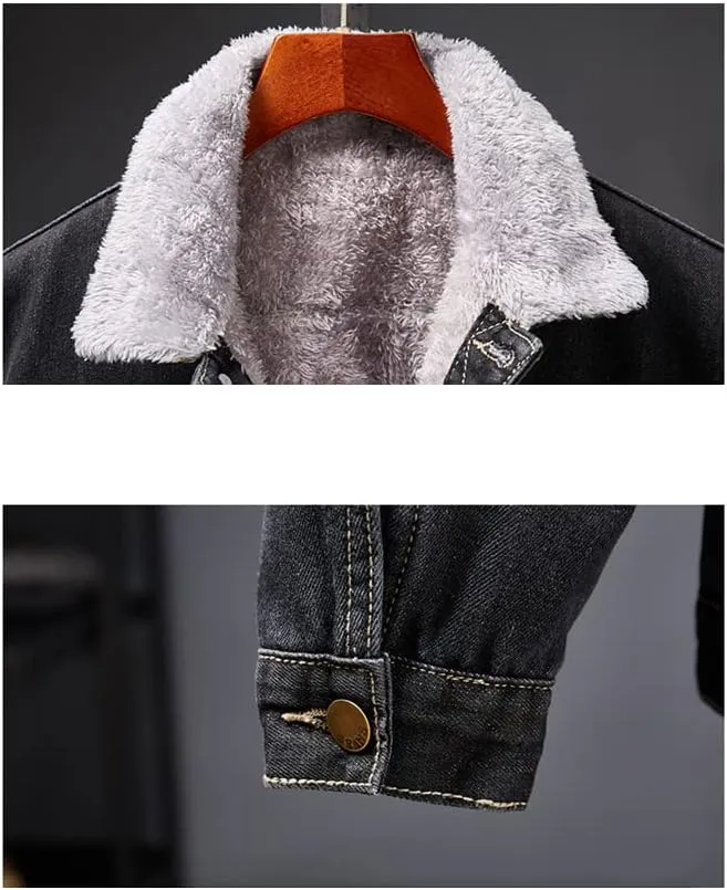 SaoBiiu Winter Men Denim Jacket Thick Cotton Padded Jeans Casual Fleece Male Coat