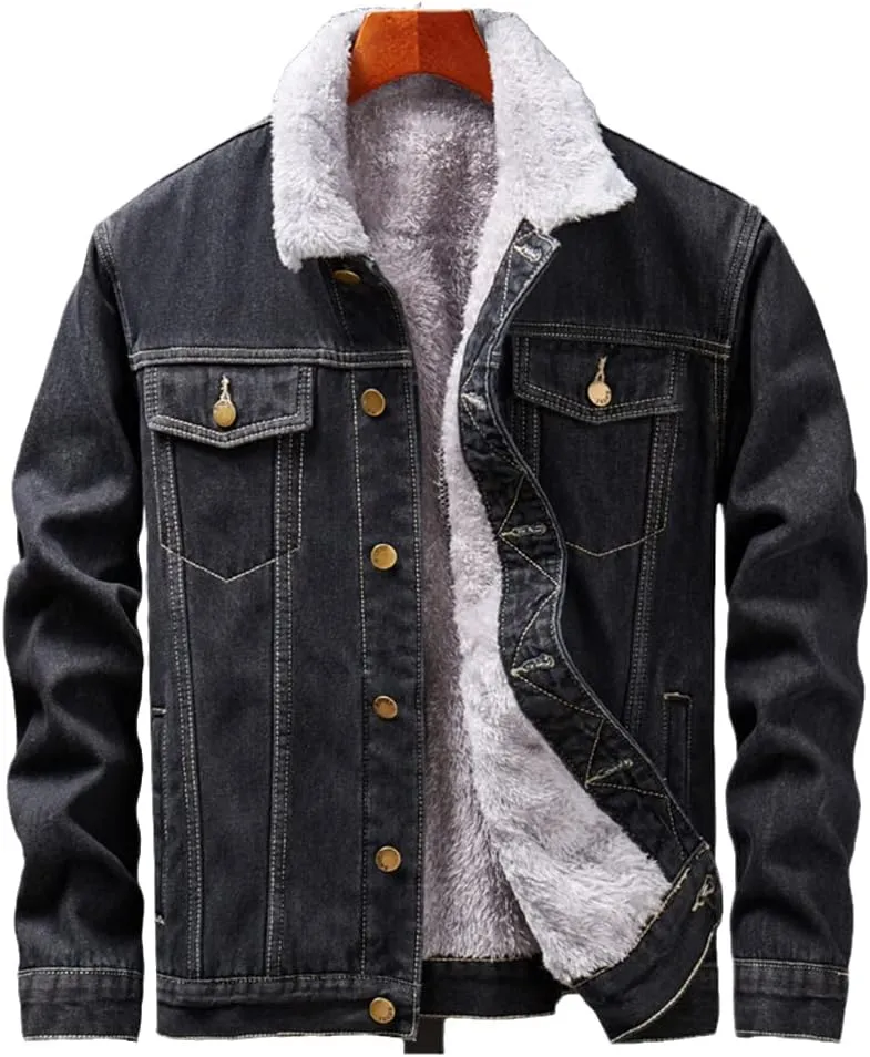 SaoBiiu Winter Men Denim Jacket Thick Cotton Padded Jeans Casual Fleece Male Coat