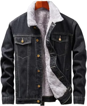 SaoBiiu Winter Men Denim Jacket Thick Cotton Padded Jeans Casual Fleece Male Coat