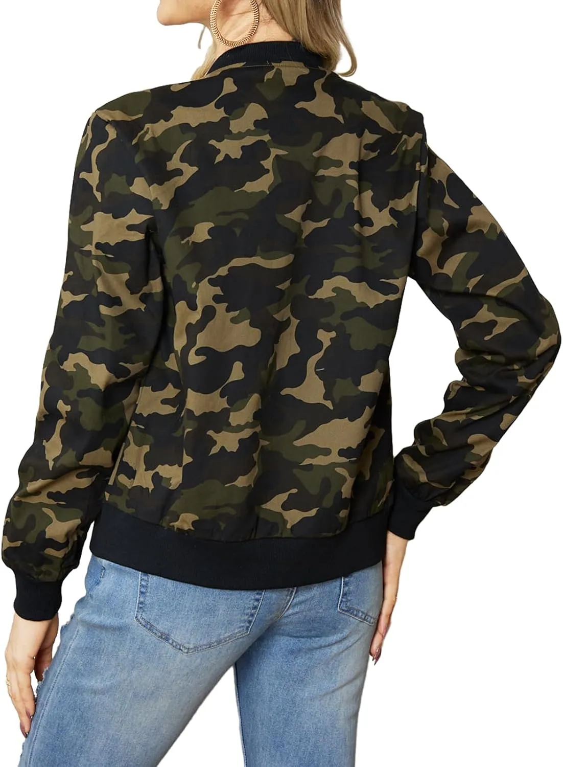 sexycherry Casual Jackets for Women Long Sleeve Lightweight Outwear Bomber Coats with Pockets