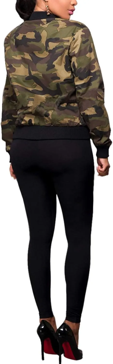sexycherry Casual Jackets for Women Long Sleeve Lightweight Outwear Bomber Coats with Pockets
