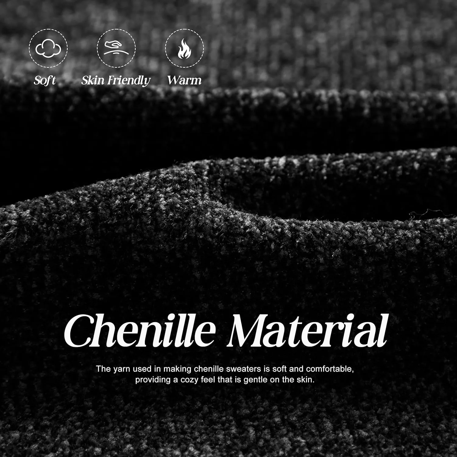 Simple&Opulence Women's Chenille Sweater Drawstring Hooded Long Sleeve Pullover Ribbed Cuff Hem Jumper Tops