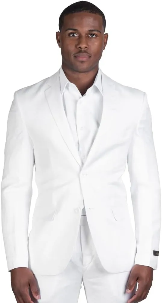 Slim Fit 2 Button Linen Blazer Jacket Notch Lapel 3024
