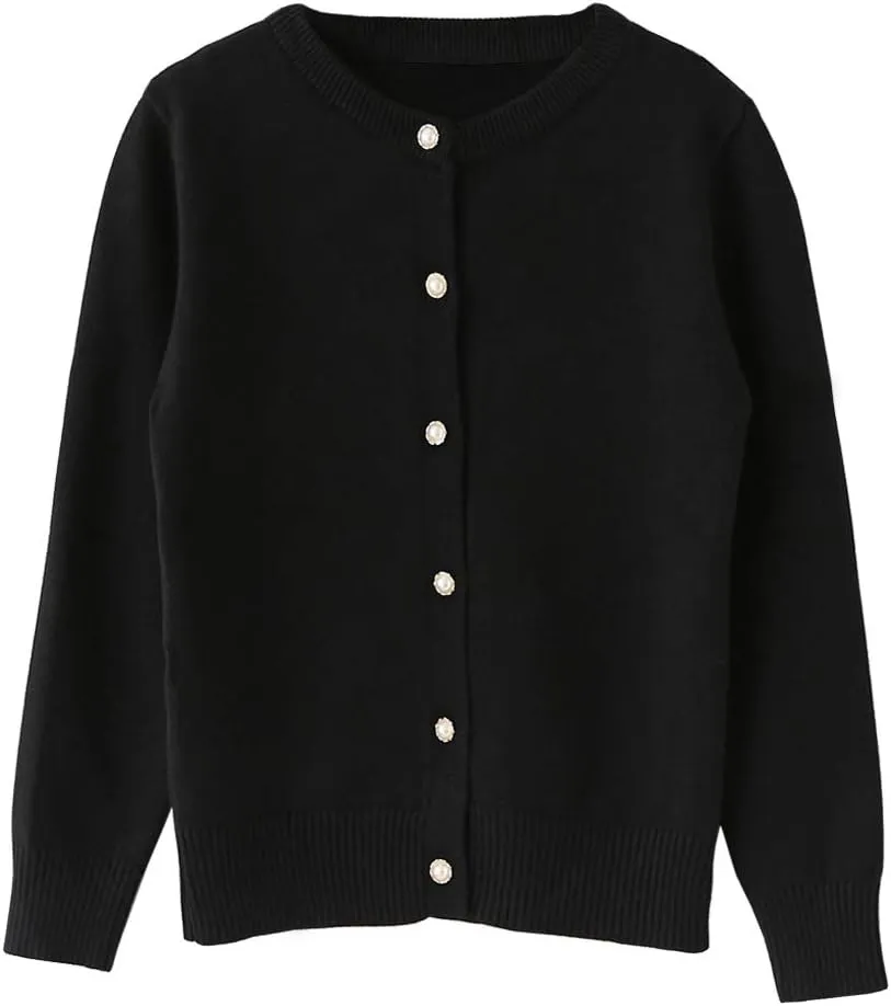 SMILING PINKER Girls Cardigan Sweater School Uniforms Button Long Sleeve Knit Tops