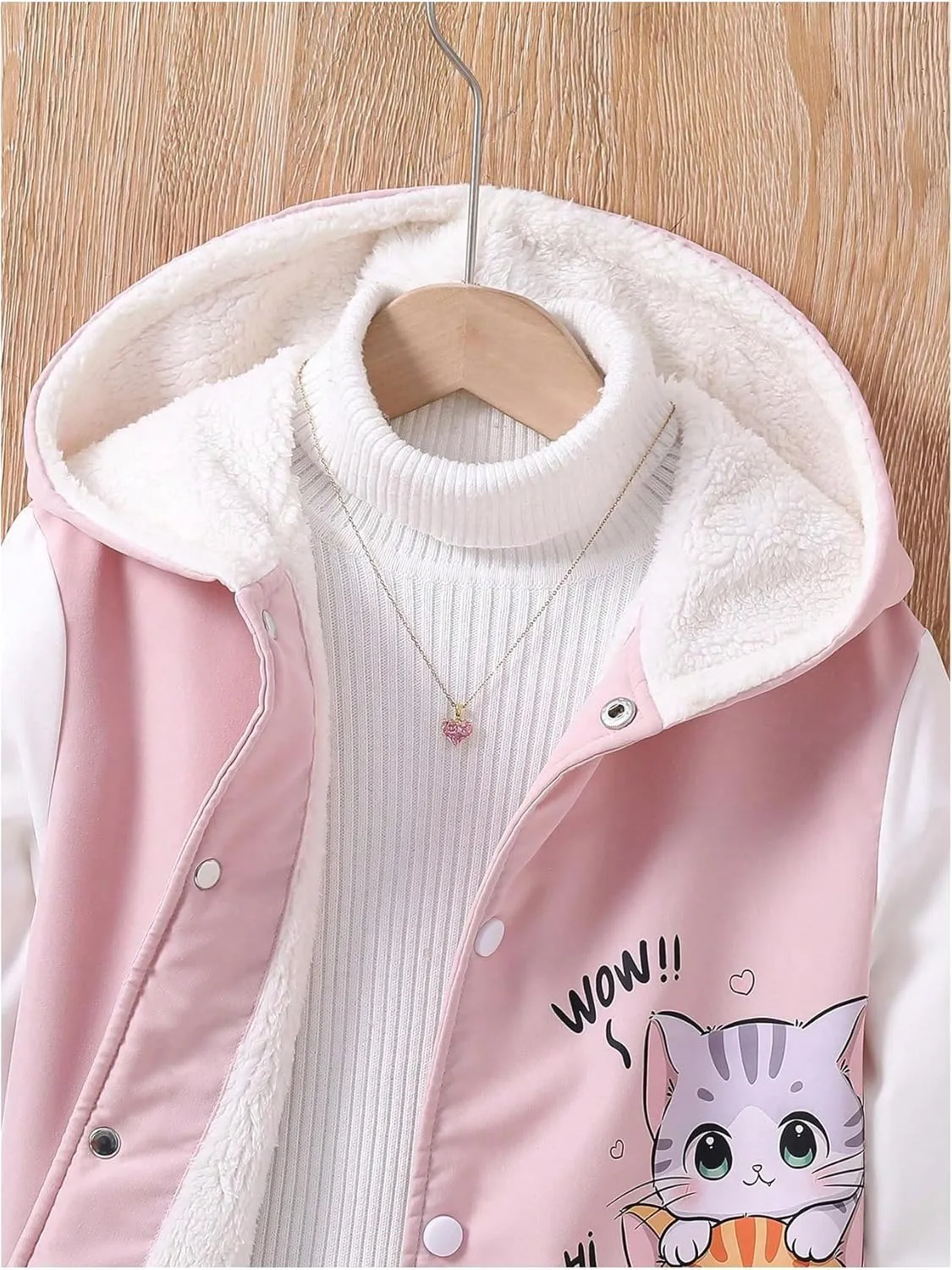 SOLY HUX Girl's Cartoon Graphic Hoodies Jacket Color Block Long Sleeve Button Front Fleece Outerwear
