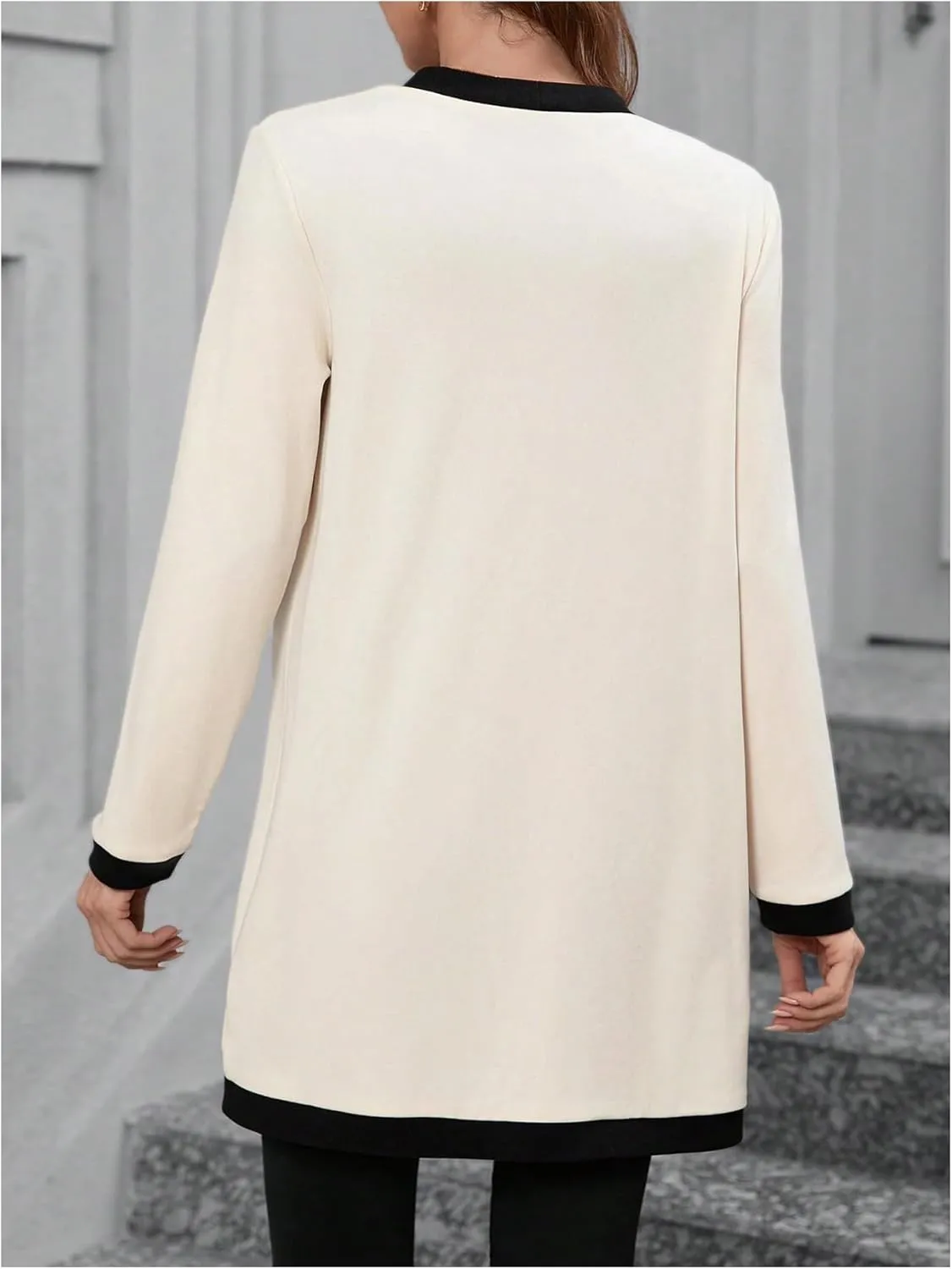 SOLY HUX Women's Color Block Cardigan V Neck Button Down Long Sleeve Jacket Outerwear with Pockets