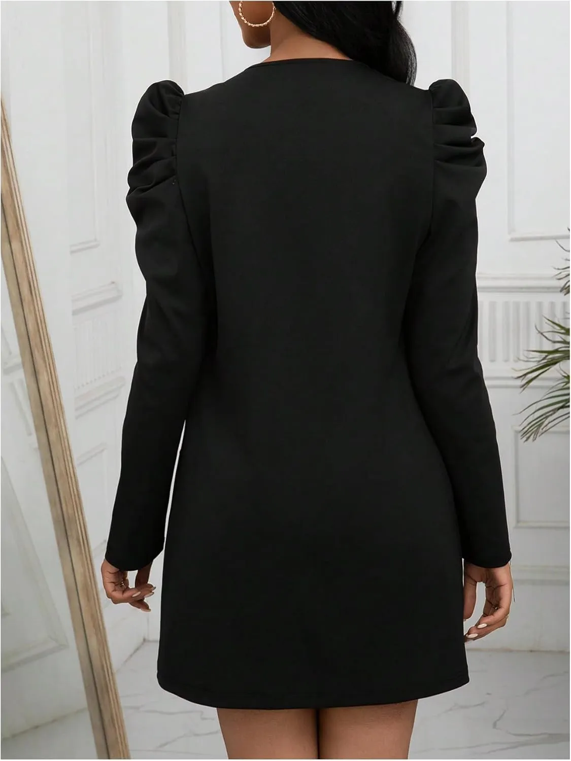 SOLY HUX Women's Open Front Cardigan Puff Long Sleeve Scalloped Trim Outerwear with Pockets