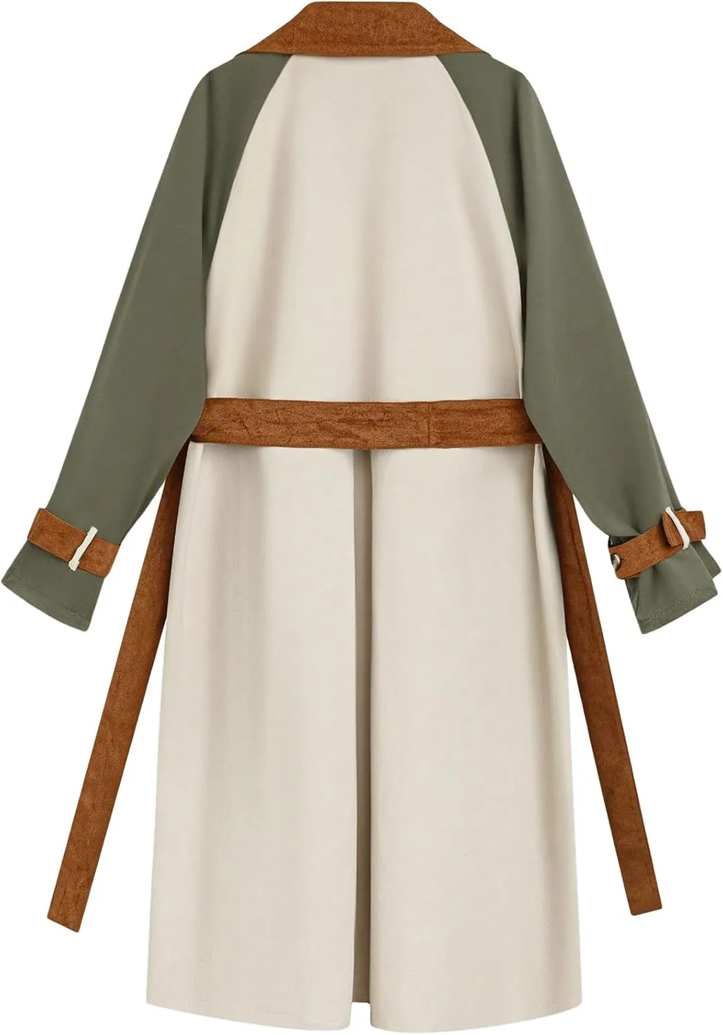 SOLY HUX Women's Plus Size Trench Coat Color Block Double Breasted Belted Overcoat Windbreaker Outerwear