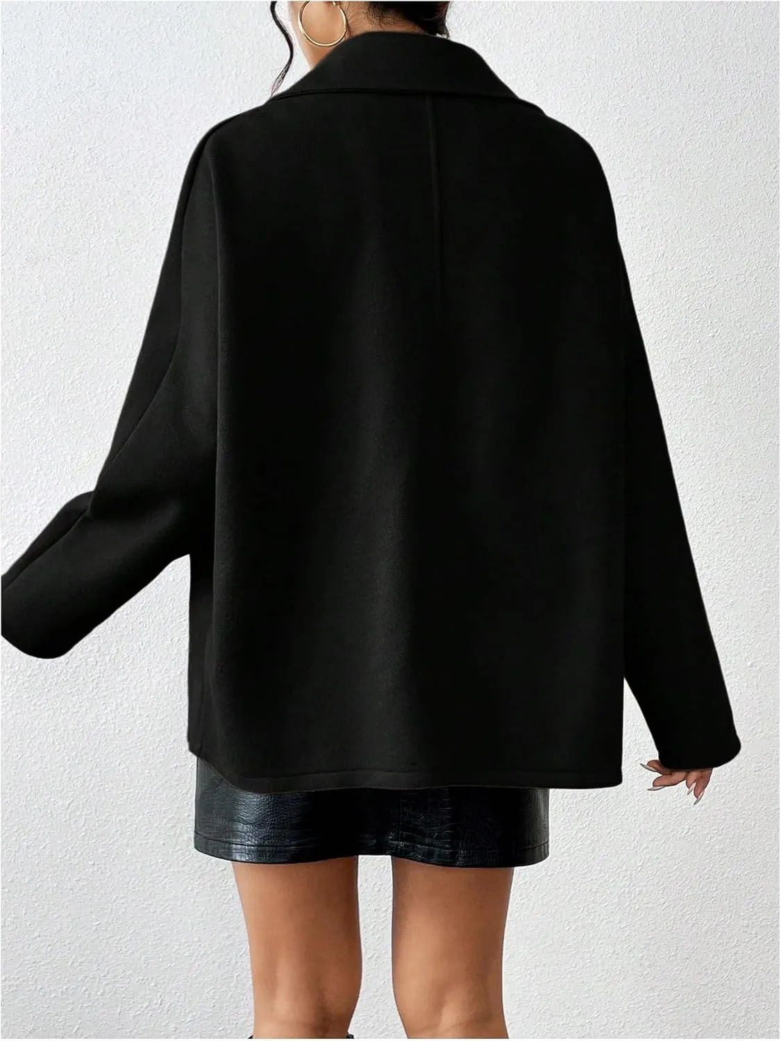 SOLY HUX Women's Trench Coat Long Sleeve Double Breasted Lapel Casual Jackets Winter Outerwear