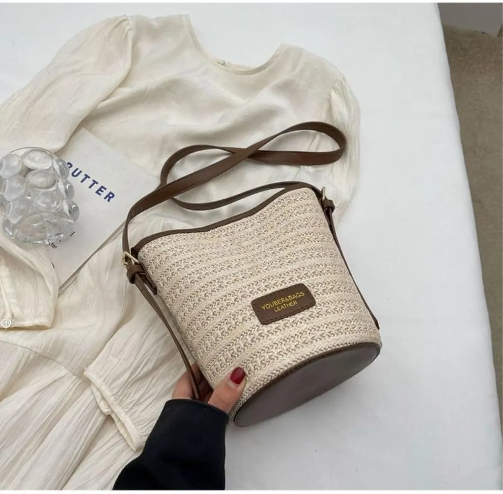 Straw Bag Straw Bucket Bag 2024 New Popular Versatile Crossbody Bag Korean Version Niche Small Bag Straw Bags