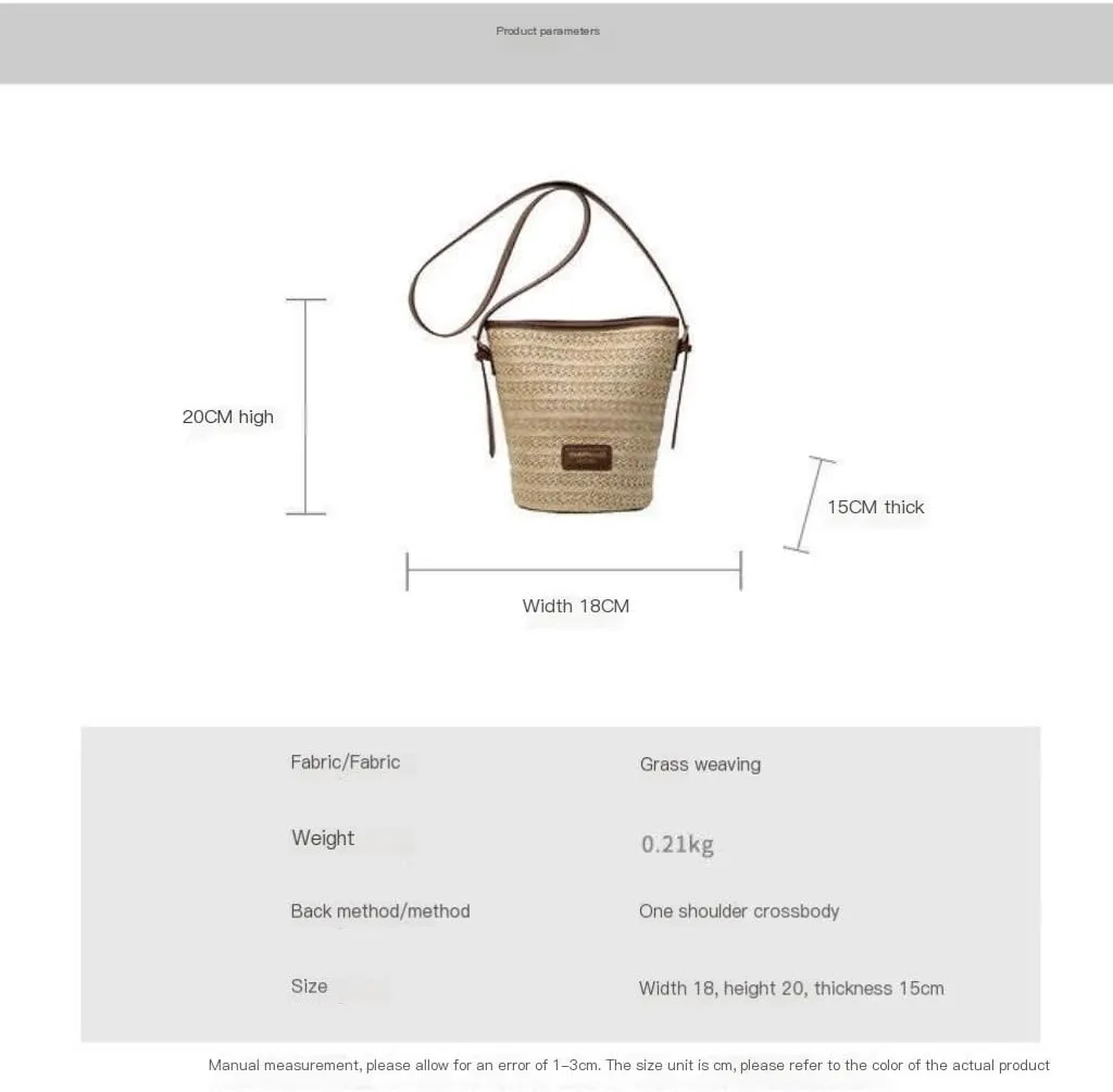 Straw Bag Straw Bucket Bag 2024 New Popular Versatile Crossbody Bag Korean Version Niche Small Bag Straw Bags