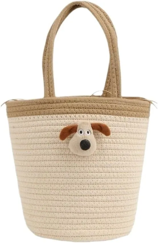 Straw Bag Summer Fashion Woven Handbag Versatile Casual Niche Shoulder Bag Cute Doll Bucket Bag Straw Bags