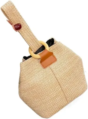 Straw Bag Versatile Crossbody Bucket Bag Fresh Handbag Woven Bag Forest Beach Straw Bag Women Woven Shoulder Bag