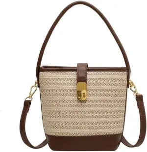 Straw Bag Woven Straw Bag Women 2023 New Shoulder Bag Summer Versatile Portable Bucket Bag Straw Beach Bag