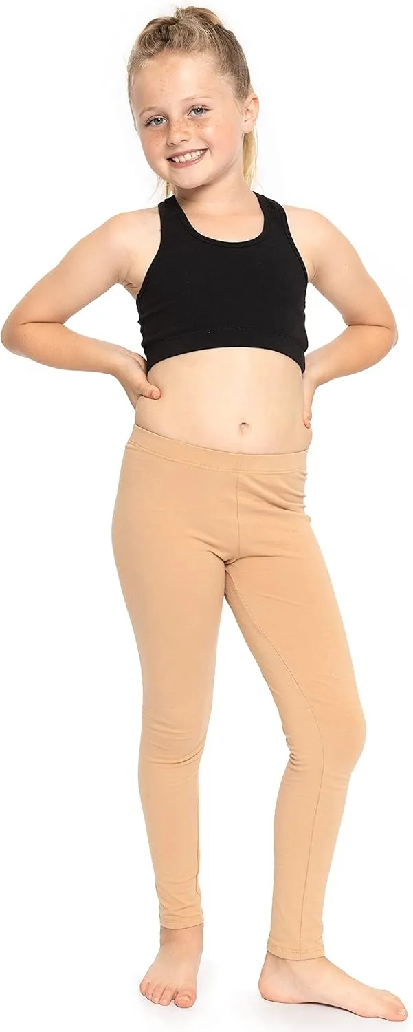 STRETCH IS COMFORT Girl's Cotton Footless Leggings Set of 3 Pieces | Stretchy | Size 2-14