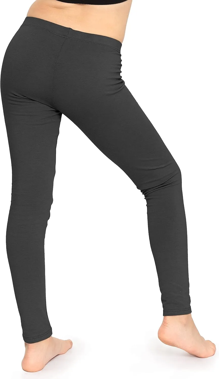 STRETCH IS COMFORT Girl's Cotton Footless Leggings Set of 3 Pieces | Stretchy | Size 2-14