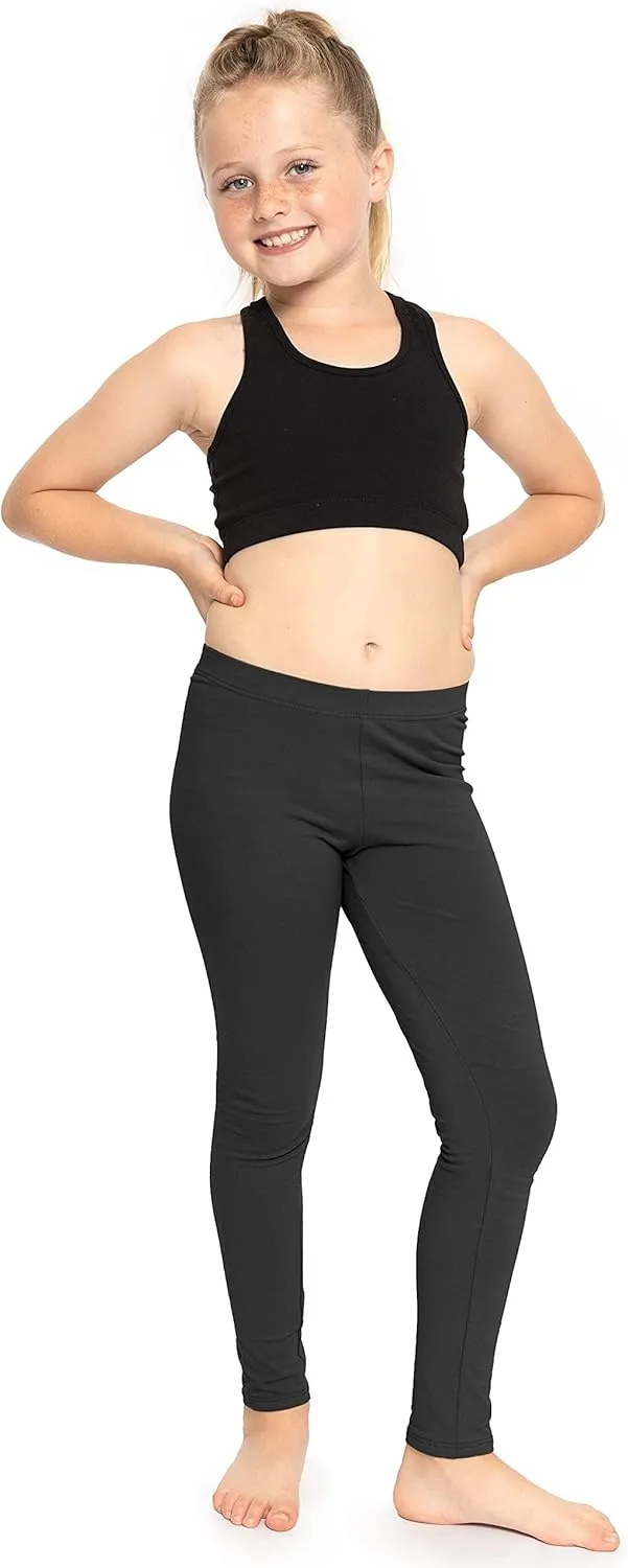 STRETCH IS COMFORT Girl's Cotton Footless Leggings Set of 3 Pieces | Stretchy | Size 2-14