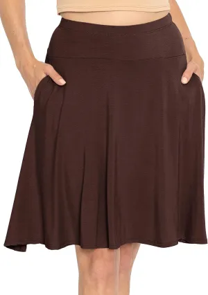 STRETCH IS COMFORT Women's and Plus Knee Length and MIDI A-Line Skirt w/Pockets