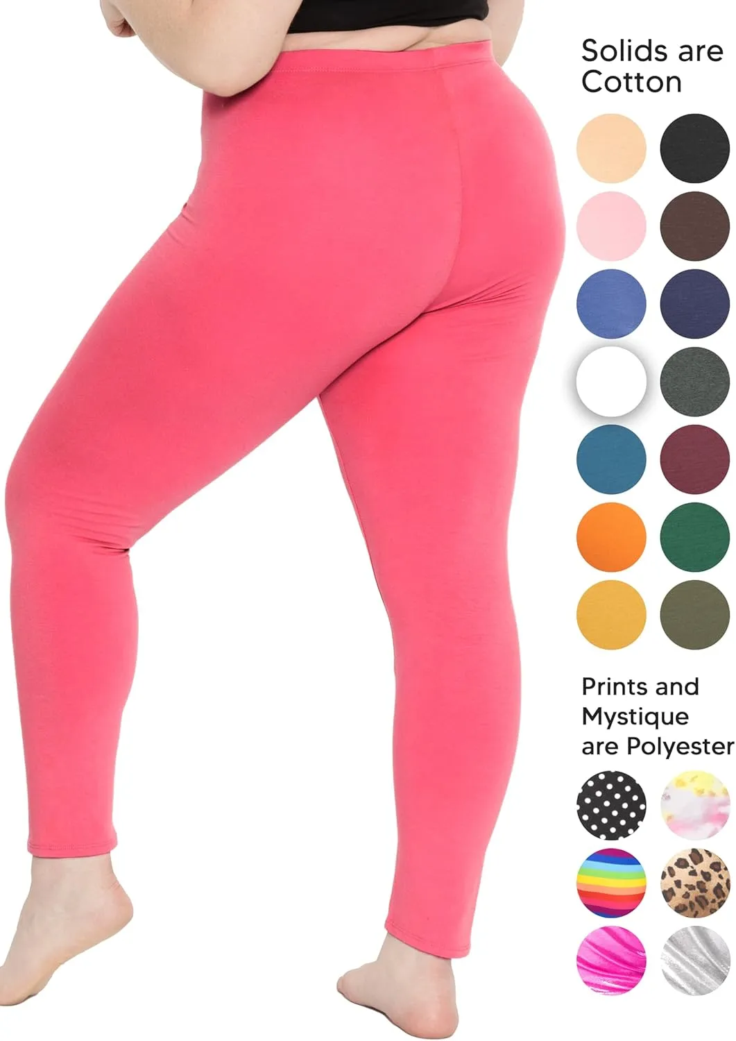 STRETCH IS COMFORT Women's Plus Size Knee & Full Length Cotton Leggings | X-Large - 7X