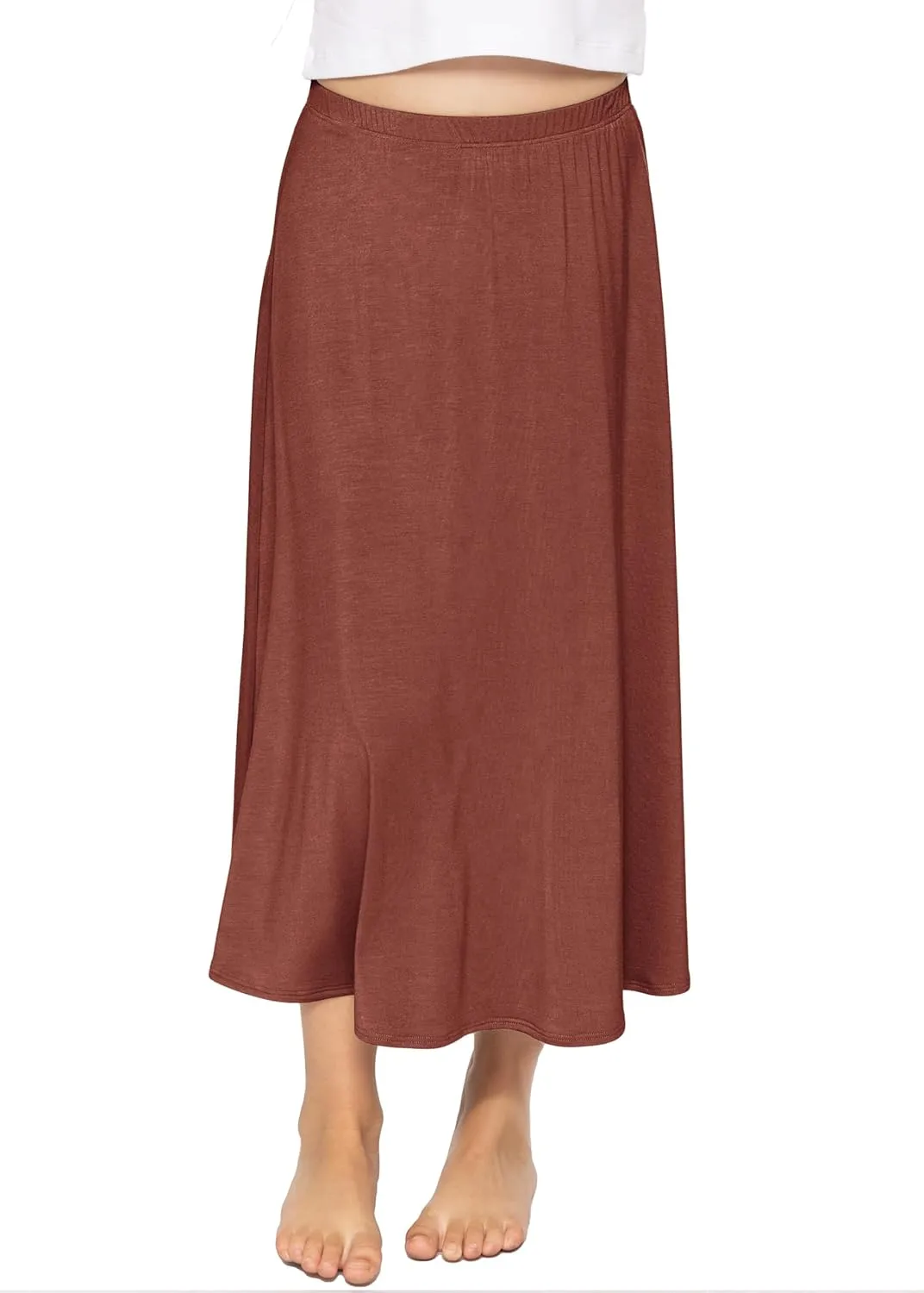 STRETCH IS COMFORT Youth Girls Flowy A-Line Skirt Knee Length and Ankle Length | Kids | Sizes 4-16