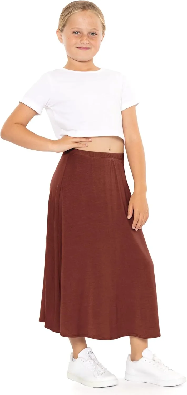 STRETCH IS COMFORT Youth Girls Flowy A-Line Skirt Knee Length and Ankle Length | Kids | Sizes 4-16