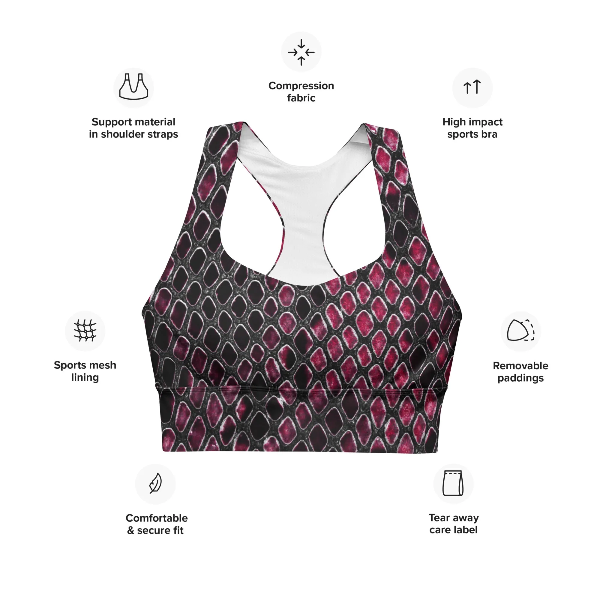 Stylish Activewear Snake Print Sports Bra, lioness-love