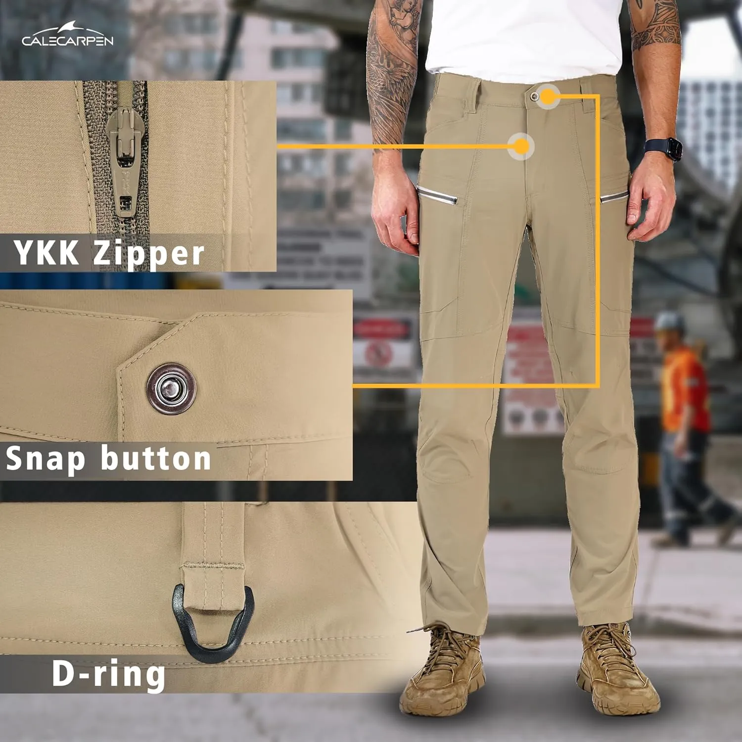 Summer Work Pants for Men Lightweight Stretch Flex Relaxed Fit Water Repellent Construction Cargo Hiking Tactical