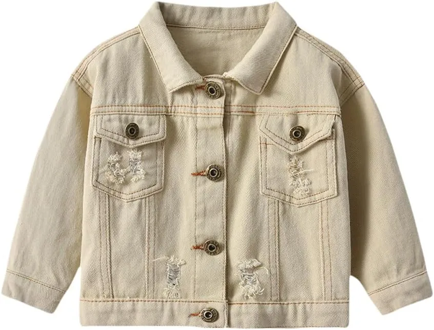 SWOTGdoby Boys Kids Denim Jacket Hooded Ripped Distressed Top Cotton Light Weight Jean Jacket Coat Outerwear