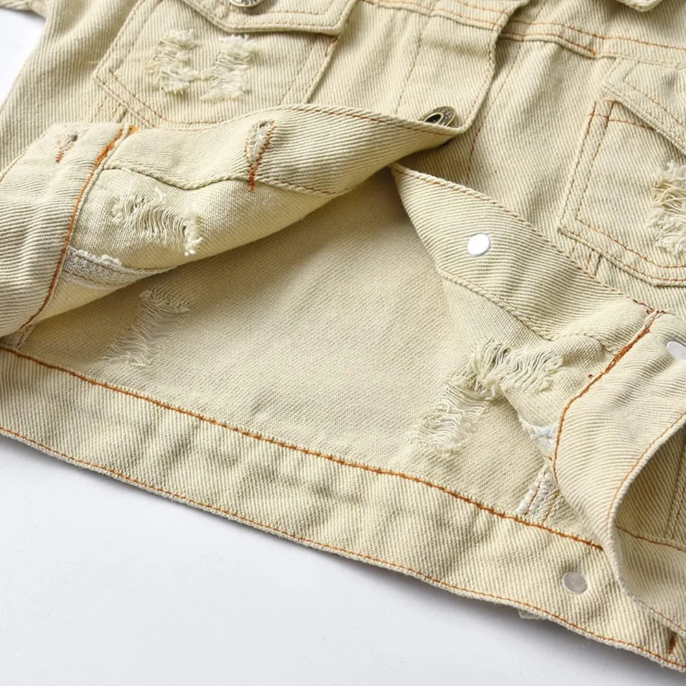 SWOTGdoby Boys Kids Denim Jacket Hooded Ripped Distressed Top Cotton Light Weight Jean Jacket Coat Outerwear