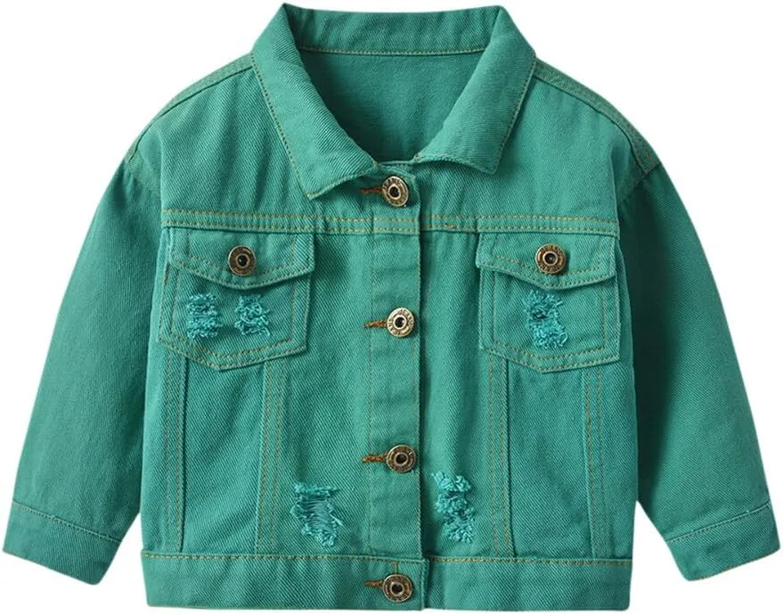SWOTGdoby Boys Kids Denim Jacket Hooded Ripped Distressed Top Cotton Light Weight Jean Jacket Coat Outerwear