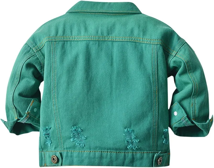 SWOTGdoby Boys Kids Denim Jacket Hooded Ripped Distressed Top Cotton Light Weight Jean Jacket Coat Outerwear