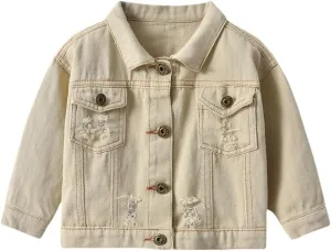 SWOTGdoby Boys Kids Denim Jacket Hooded Ripped Distressed Top Cotton Light Weight Jean Jacket Coat Outerwear