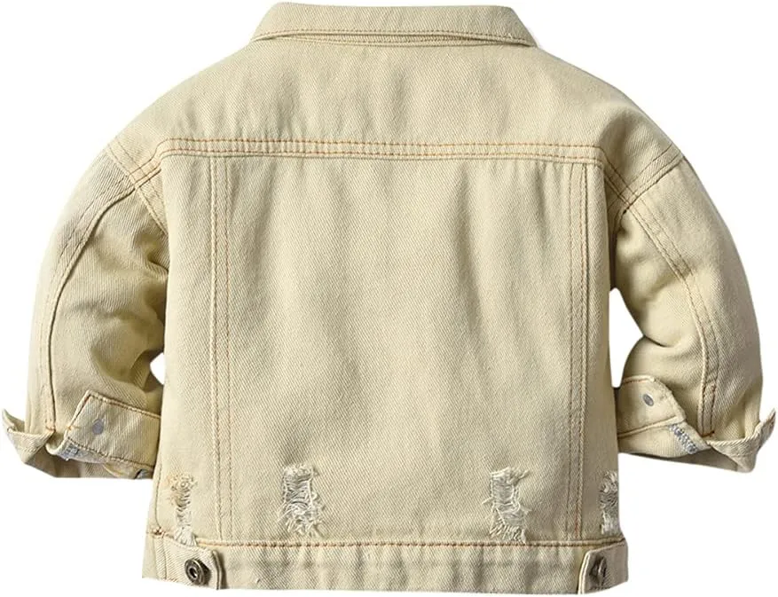 SWOTGdoby Boys Kids Denim Jacket Hooded Ripped Distressed Top Cotton Light Weight Jean Jacket Coat Outerwear