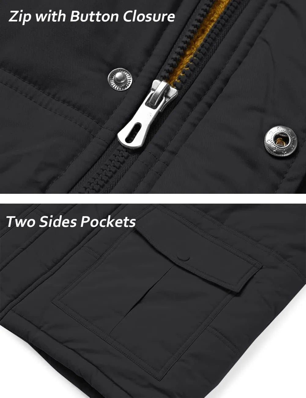 TACVASEN Men's Winter Vests Sleeveless Jackets Casual Outerwear Warm Fleece Lined Stand Collar Padded Coat