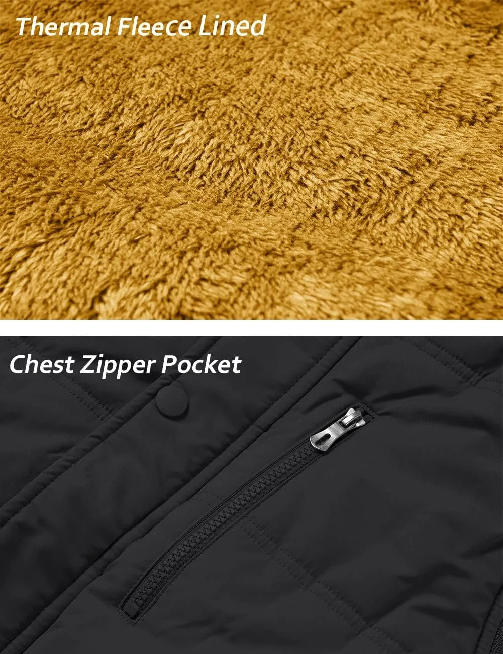 TACVASEN Men's Winter Vests Sleeveless Jackets Casual Outerwear Warm Fleece Lined Stand Collar Padded Coat