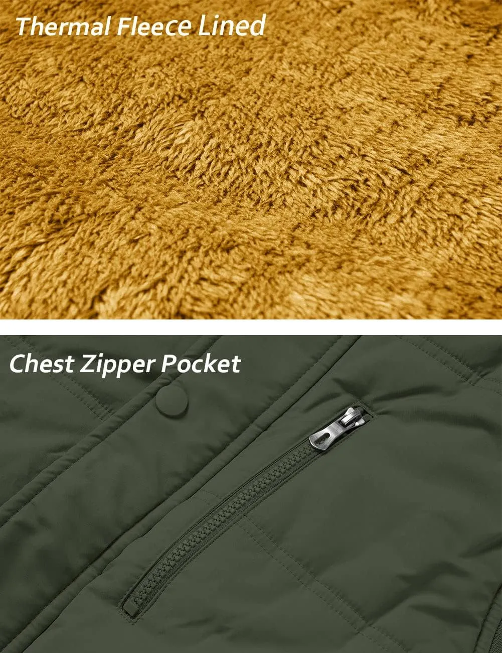 TACVASEN Men's Winter Vests Sleeveless Jackets Casual Outerwear Warm Fleece Lined Stand Collar Padded Coat