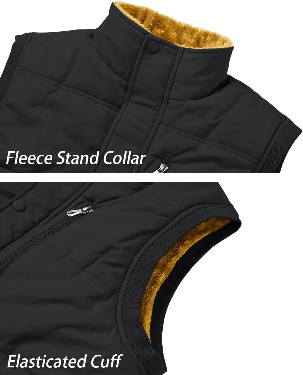 TACVASEN Men's Winter Vests Sleeveless Jackets Casual Outerwear Warm Fleece Lined Stand Collar Padded Coat