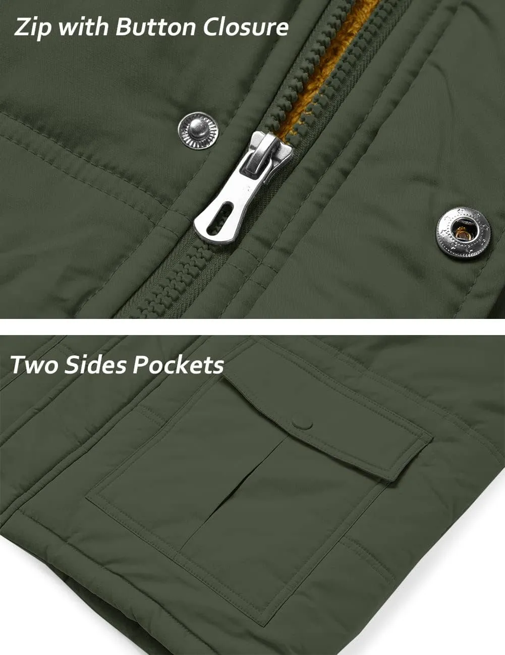 TACVASEN Men's Winter Vests Sleeveless Jackets Casual Outerwear Warm Fleece Lined Stand Collar Padded Coat