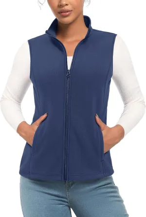 TACVASEN Women's Fleece Vest Lightweight Warm Vests Outerwear Sleeveless Zip Jacket Fall Winter Soft Vest with Pockets
