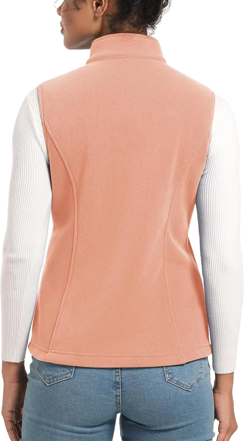 TACVASEN Women's Fleece Vest Lightweight Warm Vests Outerwear Sleeveless Zip Jacket Fall Winter Soft Vest with Pockets