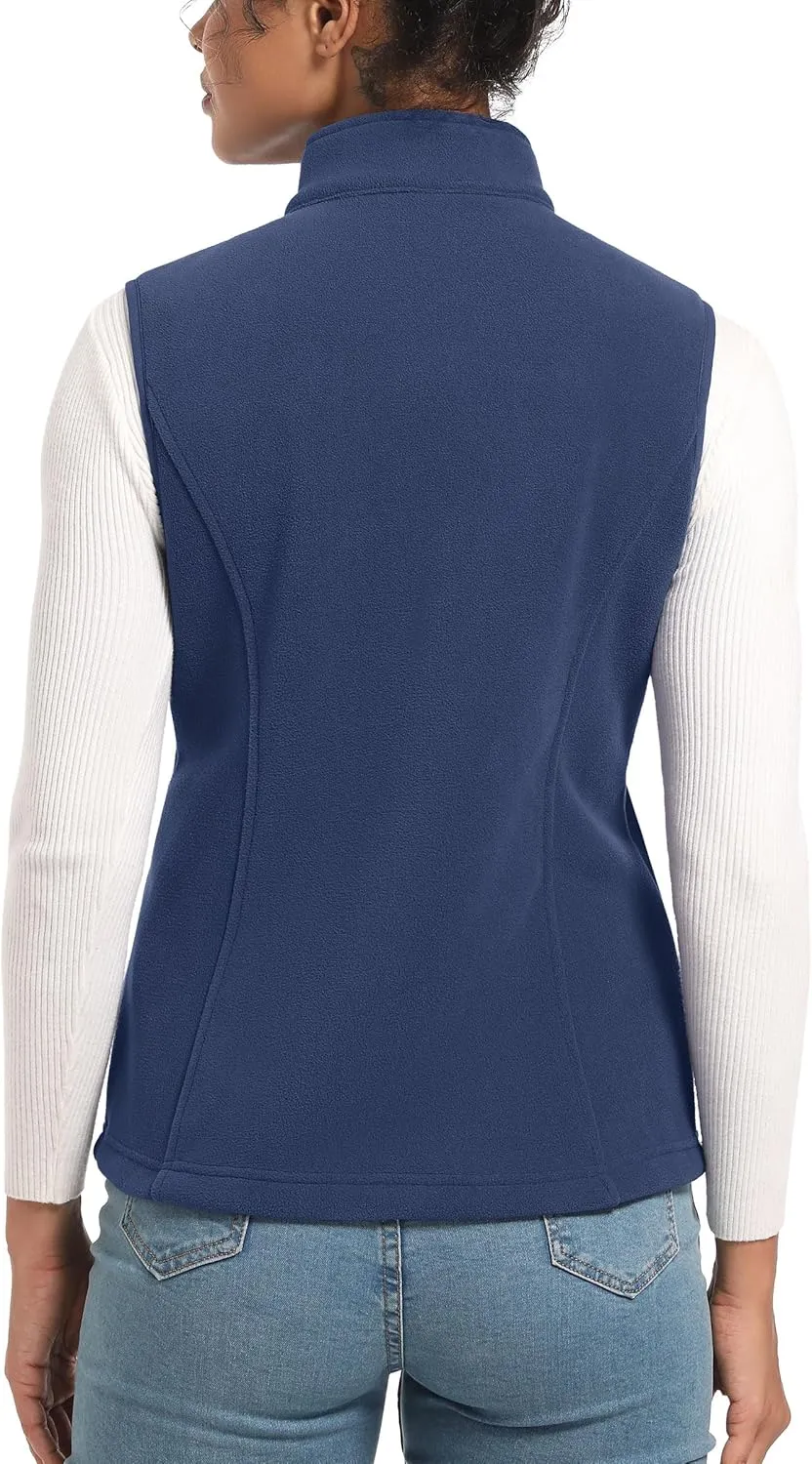 TACVASEN Women's Fleece Vest Lightweight Warm Vests Outerwear Sleeveless Zip Jacket Fall Winter Soft Vest with Pockets