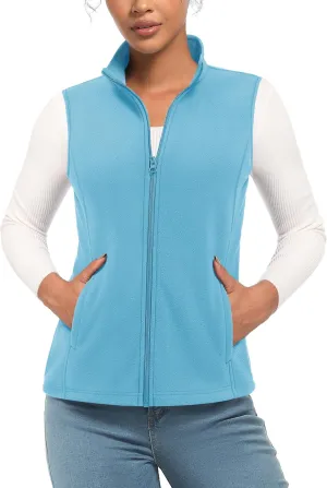 TACVASEN Women's Fleece Vest Lightweight Warm Vests Outerwear Sleeveless Zip Jacket Fall Winter Soft Vest with Pockets