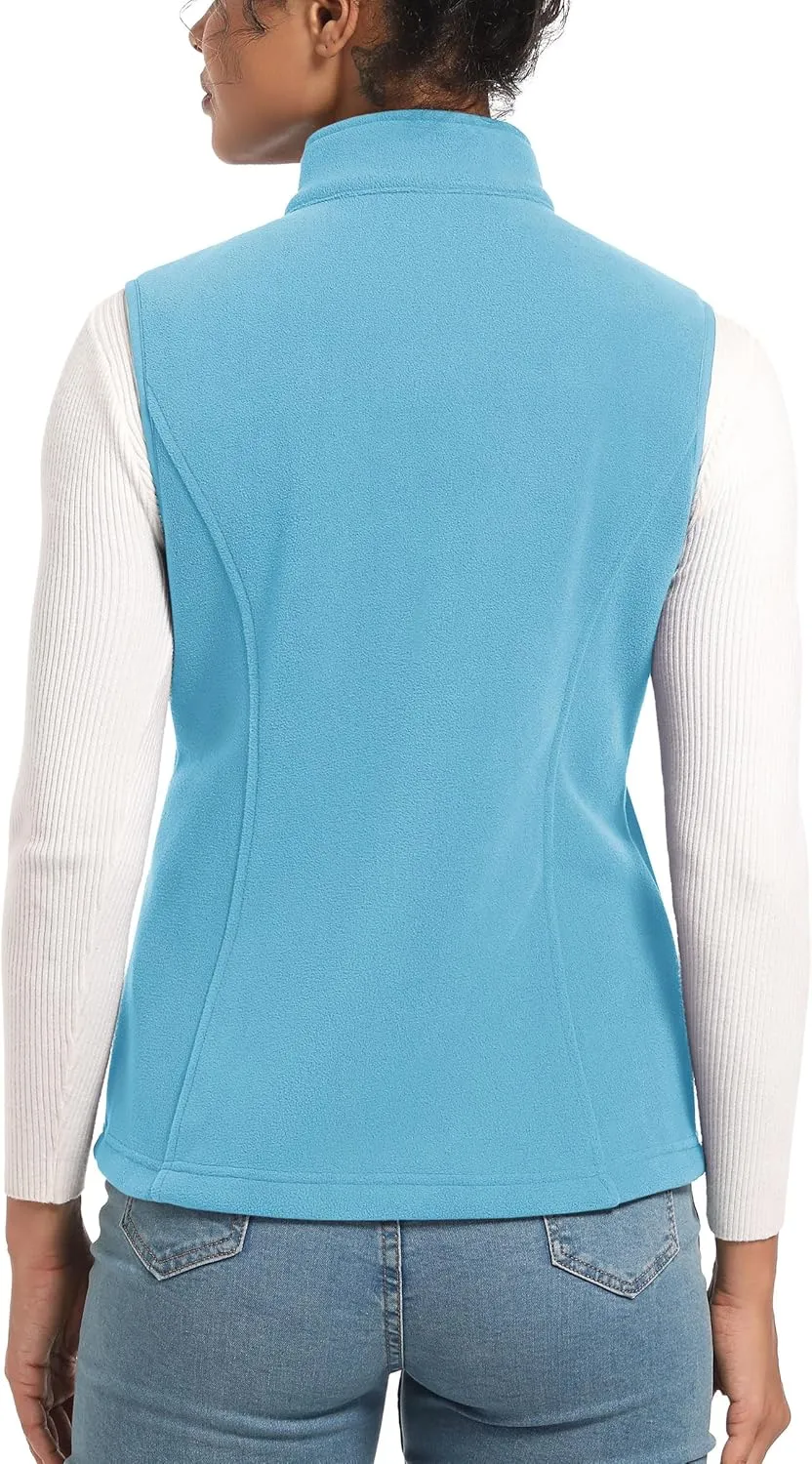 TACVASEN Women's Fleece Vest Lightweight Warm Vests Outerwear Sleeveless Zip Jacket Fall Winter Soft Vest with Pockets