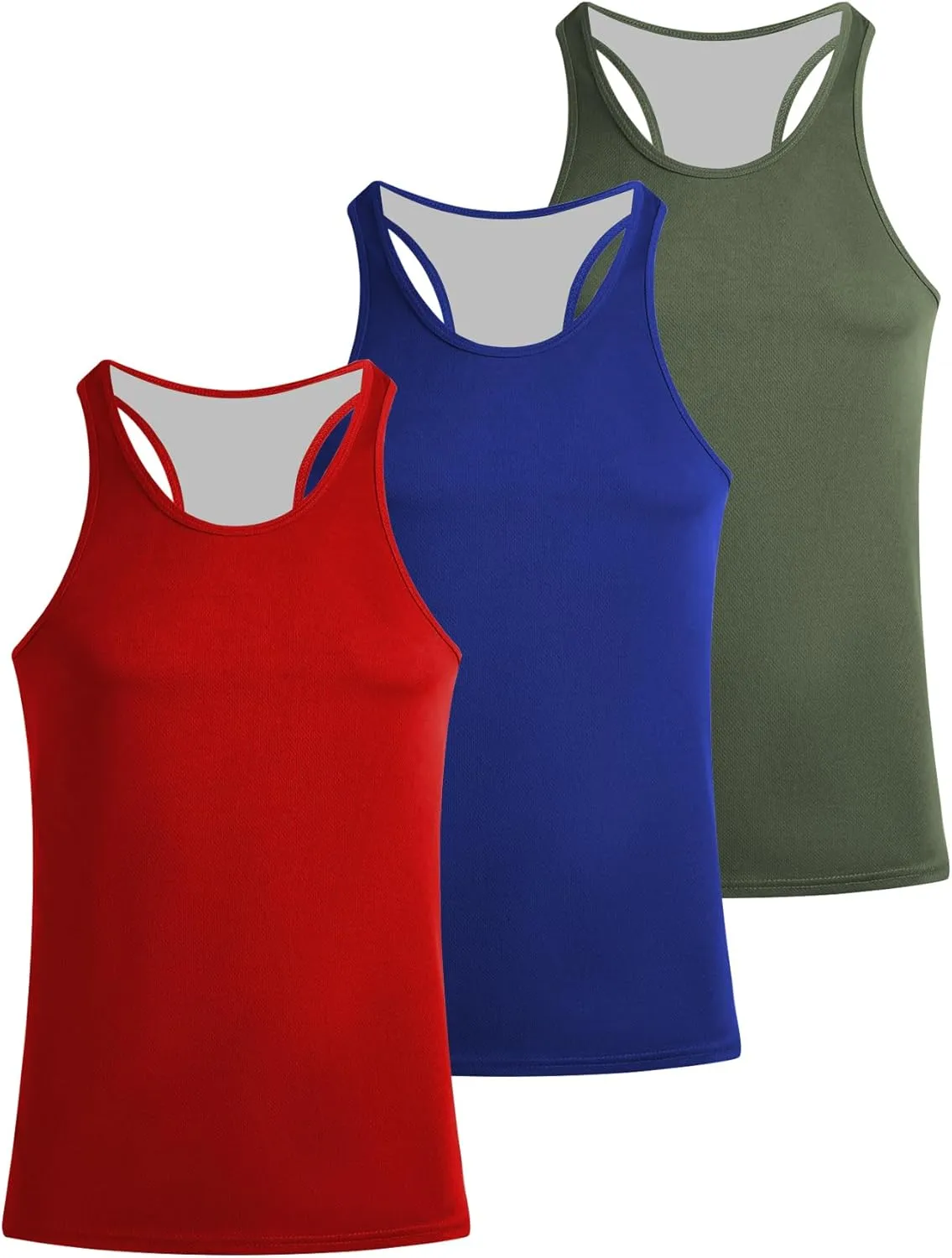 Tank Tops Men Y-Back Muscle 3 Pack Dry Fit Sleeveless Workout Tank Tops for Men Mesh Material Running Gym