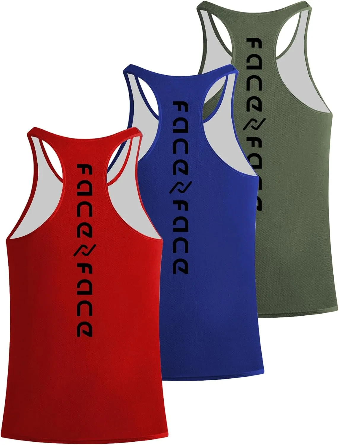 Tank Tops Men Y-Back Muscle 3 Pack Dry Fit Sleeveless Workout Tank Tops for Men Mesh Material Running Gym