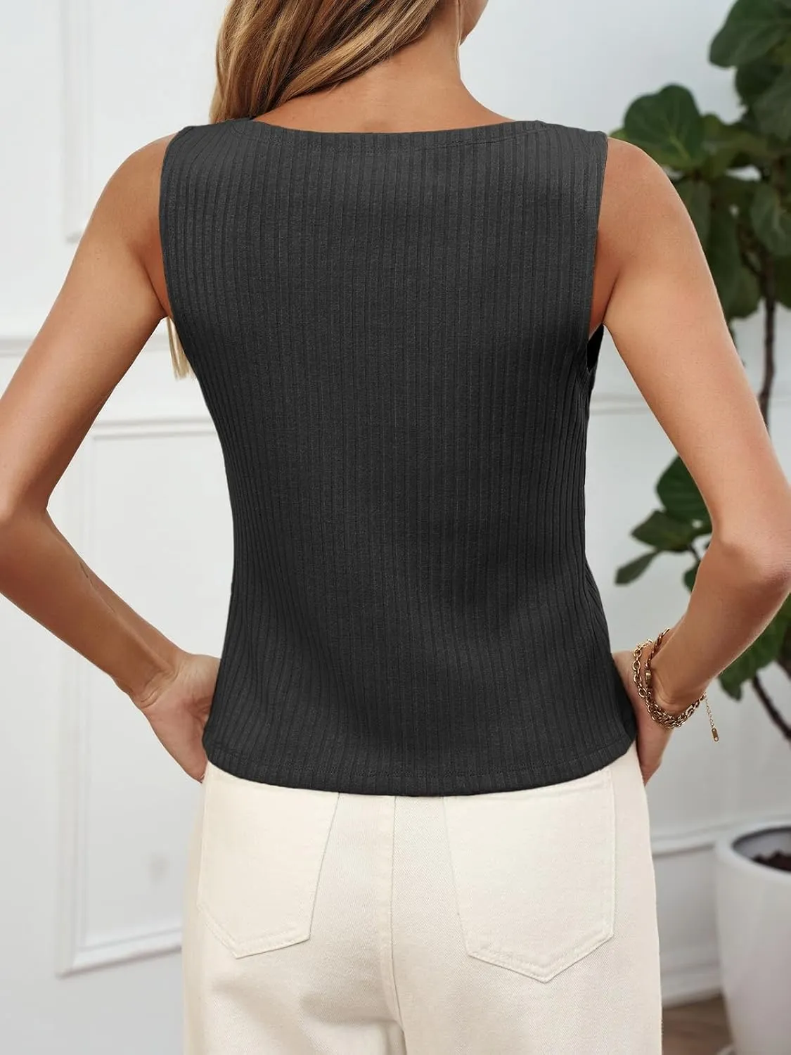 Tankaneo Womens Going Out Tops Summer Button Down Ribbed Tank Shirts Cropped Cute Y2k Vest Tops 2025 Fashion Outfits