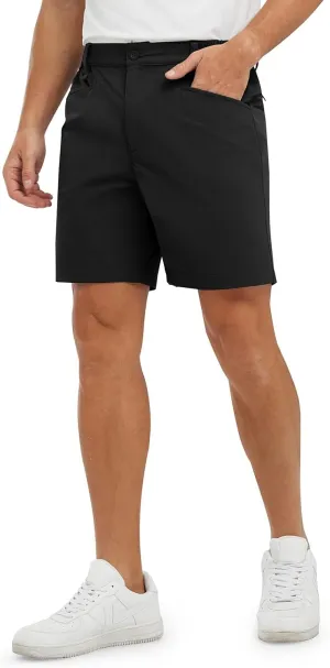 TBMPOY Men's Golf Shorts 7" Stretch Dress Casual Elastic Waist Short Quick Dry Lightweight Hiking Shorts with 4 Pockets