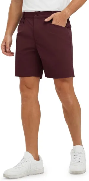 TBMPOY Men's Golf Shorts 7" Stretch Dress Casual Elastic Waist Short Quick Dry Lightweight Hiking Shorts with 4 Pockets