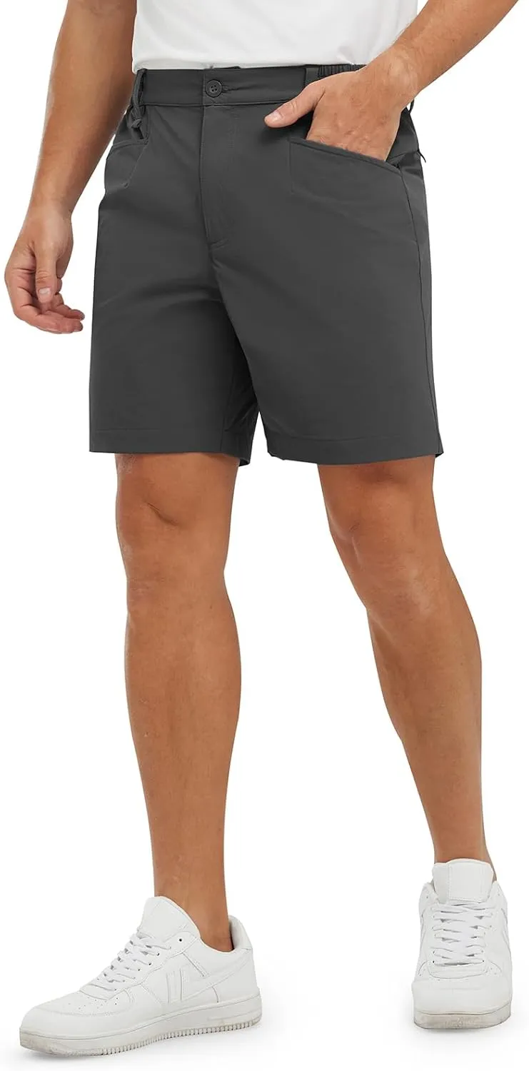 TBMPOY Men's Golf Shorts 7" Stretch Dress Casual Elastic Waist Short Quick Dry Lightweight Hiking Shorts with 4 Pockets