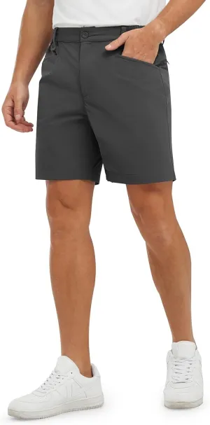 TBMPOY Men's Golf Shorts 7" Stretch Dress Casual Elastic Waist Short Quick Dry Lightweight Hiking Shorts with 4 Pockets